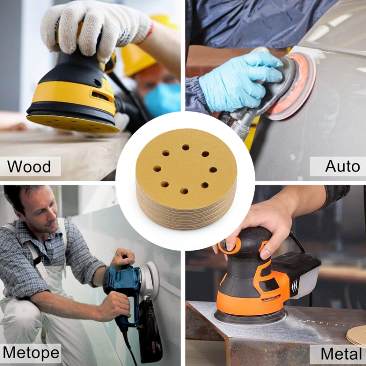 Produktbild von COYOUCO 100 Stück 5-Zoll Klettschleifscheiben – 8-Loch, 240er Körnung, Rundes Schleifpapier Für Holz & Metall