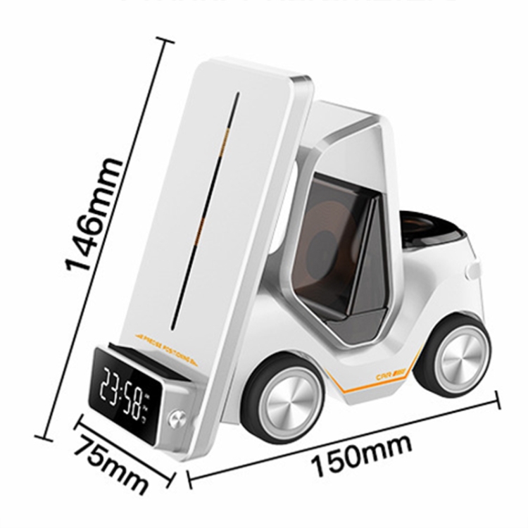 T20 5-in-1 Car-shaped Desktop Alarm Clock Wireless Charger with Atmosphere Light(White) T20 5-in-1 Car-shaped Desktop Alarm Clock Wireless Charger with Atmosphere Light(White)