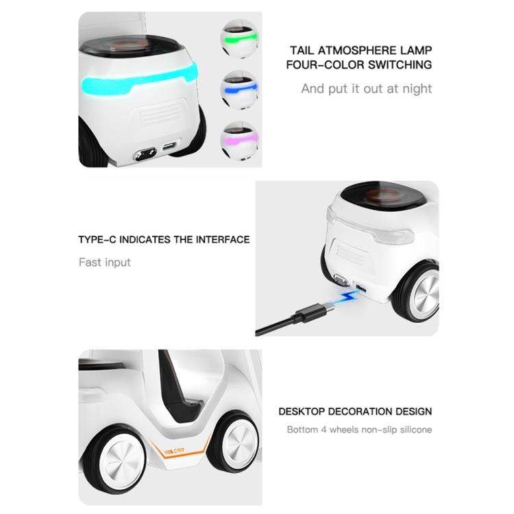 T20 5-in-1 Car-shaped Desktop Alarm Clock Wireless Charger with Atmosphere Light(White) T20 5-in-1 Car-shaped Desktop Alarm Clock Wireless Charger with Atmosphere Light(White)
