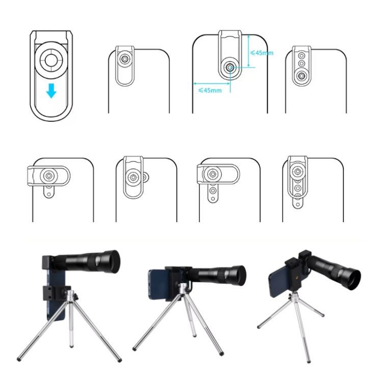 38X Mobile Phone Telephoto Lens Set Monocular Telescope With Tripod 38X Mobile Phone Telephoto Lens Set Monocular Telescope With Tripod