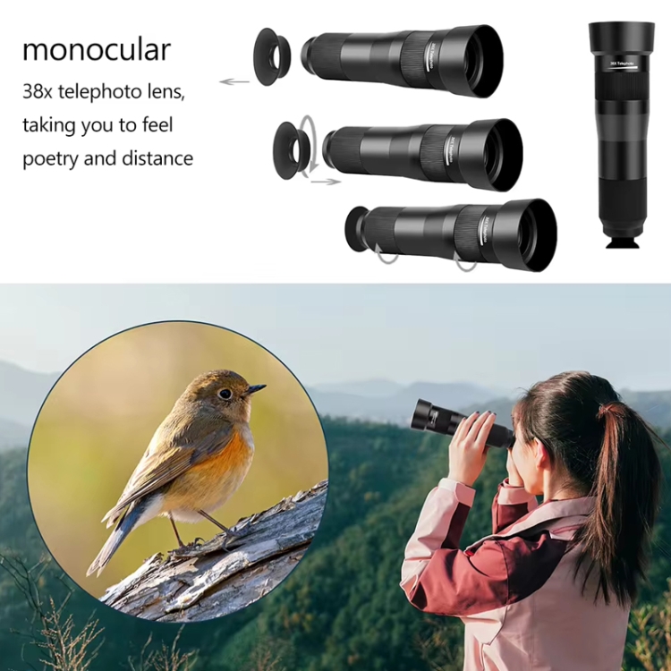 38X Mobile Phone Telephoto Lens Set Monocular Telescope With Tripod 38X Mobile Phone Telephoto Lens Set Monocular Telescope With Tripod