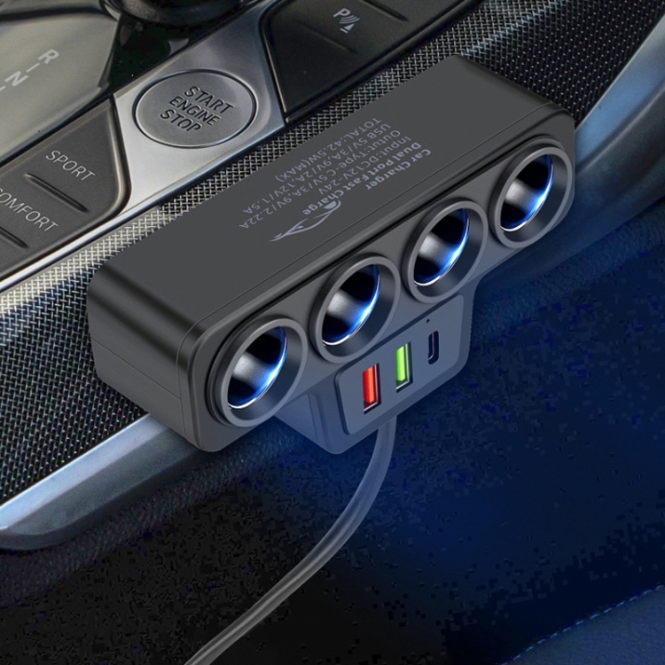 1 to 4 Q3.0 Car Cigarette Lighter Fast Charging 120W Car Conversion Plug(BY-1369) 1 to 4 Q3.0 Car Cigarette Lighter Fast Charging 120W Car Conversion Plug(BY-1369)