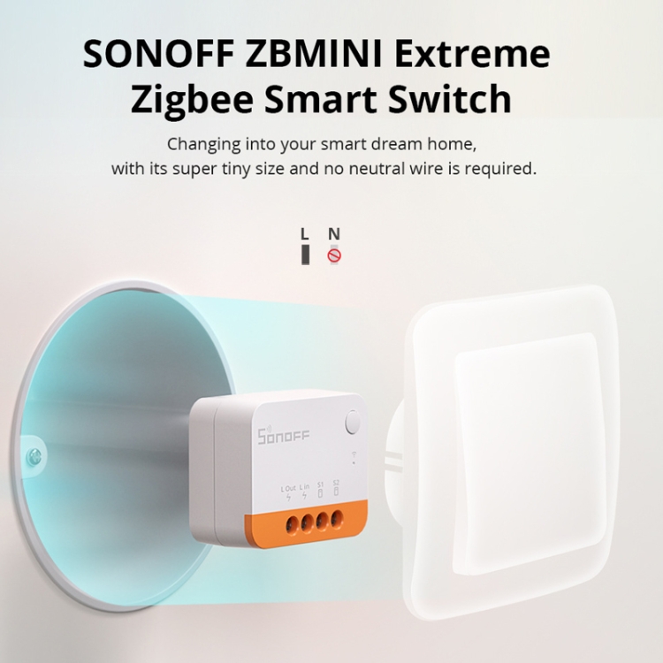 SONOFF ZBMINIL2 ZigBee Wireless Switch (No Neutral Cable Required), 2-Way ZigBee Smart Switch, Compatible With Alexa, Google Home, ZigBee 3.0 Gateway Hub Required, 6A/1440W