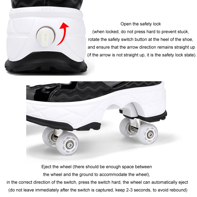 Deformable Four-wheel Retractable Double-row Dual-purpose Roller Skates 