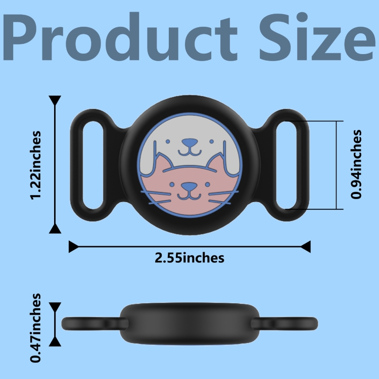 For AirTag Pet Collar Locator Silicone Life Waterproof Protective Case(Black)