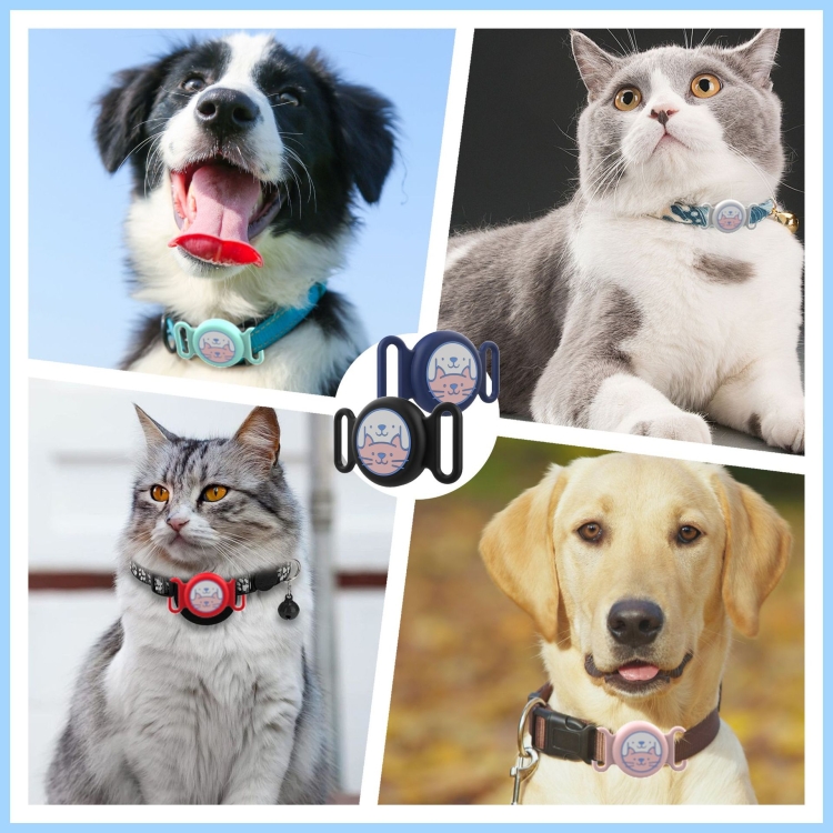 For AirTag Pet Collar Locator Silicone Life Waterproof Protective Case(Black)