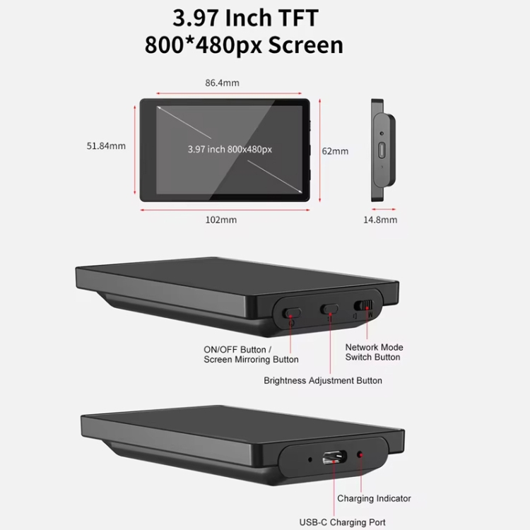 KingMa PH01 Smartphone Mini Monitors Sync Rear Camera Selfie Screen with Magnetic Phone Clip KingMa PH01 Smartphone Mini Monitors Sync Rear Camera Selfie Screen with Magnetic Phone Clip
