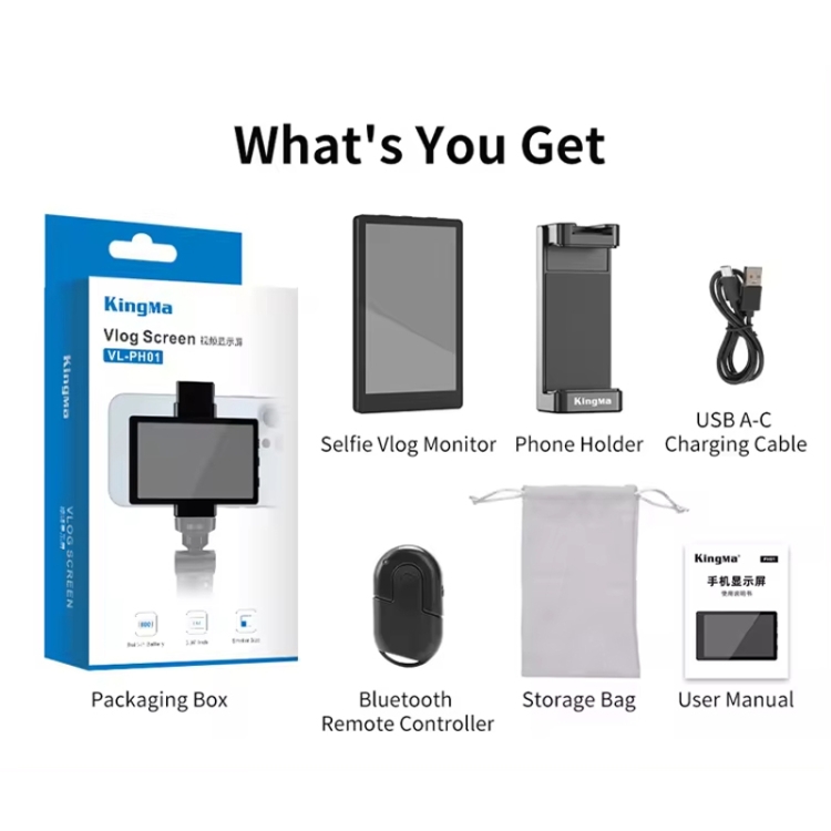 KingMa PH01 Smartphone Mini Monitors Sync Rear Camera Selfie Screen with Magnetic Phone Clip KingMa PH01 Smartphone Mini Monitors Sync Rear Camera Selfie Screen with Magnetic Phone Clip