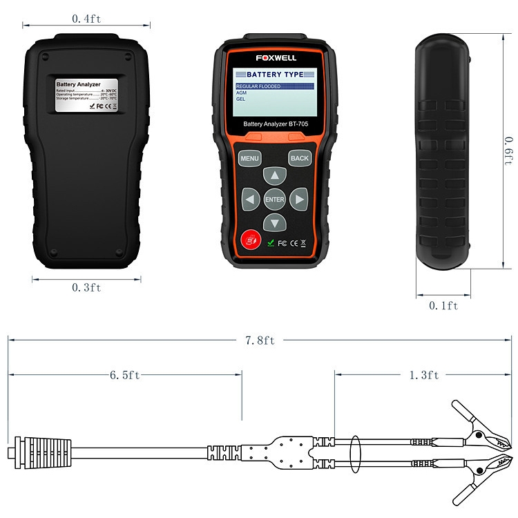 FOXWELL BT705 12V 24V Car Battery Test Analyzer Cranking and Charging ...