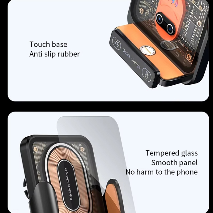 120W Transparent Car Wireless Charger Cell Phone Holder Magnetic Fast Charger(Black) 120W Transparent Car Wireless Charger Cell Phone Holder Magnetic Fast Charger(Black)