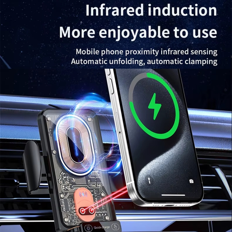 120W Transparent Car Wireless Charger Cell Phone Holder Magnetic Fast Charger(Black) 120W Transparent Car Wireless Charger Cell Phone Holder Magnetic Fast Charger(Black)
