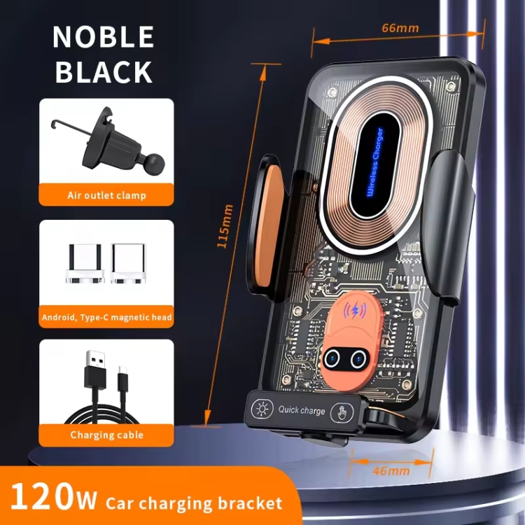 120W Transparent Car Wireless Charger Cell Phone Holder Magnetic Fast Charger(Black) 120W Transparent Car Wireless Charger Cell Phone Holder Magnetic Fast Charger(Black)