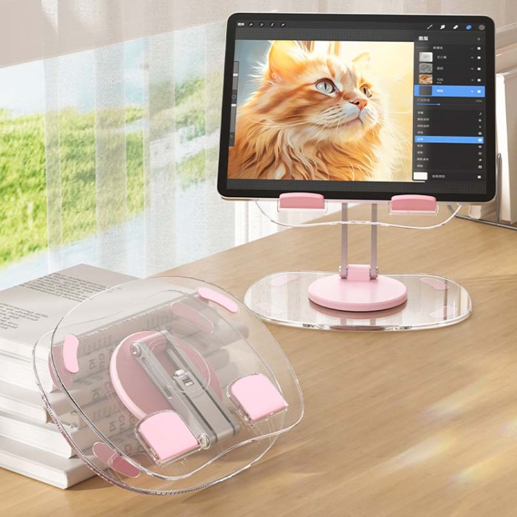 Desktop Foldable Portable Acrylic Mobile Phone Holder 360 Degree Rotating Tablet Stand(Black) Desktop Foldable Portable Acrylic Mobile Phone Holder 360 Degree Rotating Tablet Stand(Black)