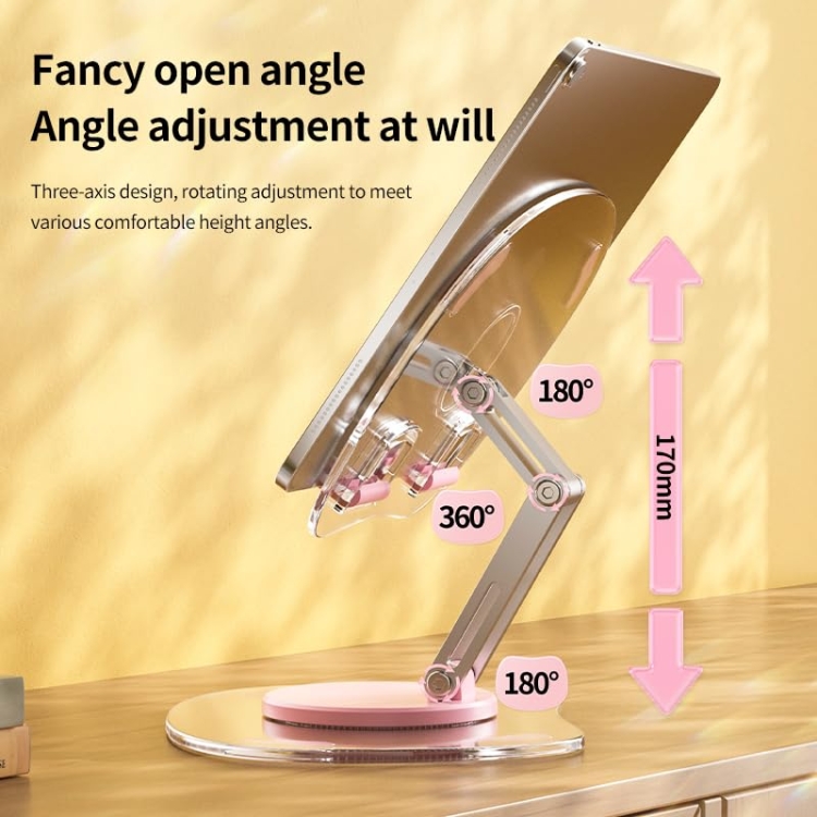 Desktop Foldable Portable Acrylic Mobile Phone Holder 360 Degree Rotating Tablet Stand(Black) Desktop Foldable Portable Acrylic Mobile Phone Holder 360 Degree Rotating Tablet Stand(Black)