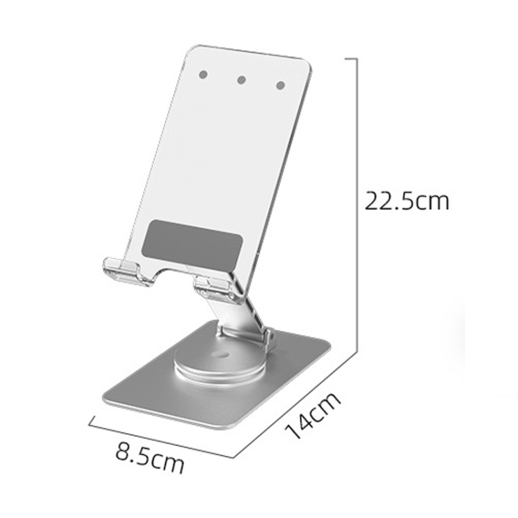 Acrylic Aluminum Alloy Mobile Phone and Tablet Stand Holder with 360-degree Rotating Base(Silver)