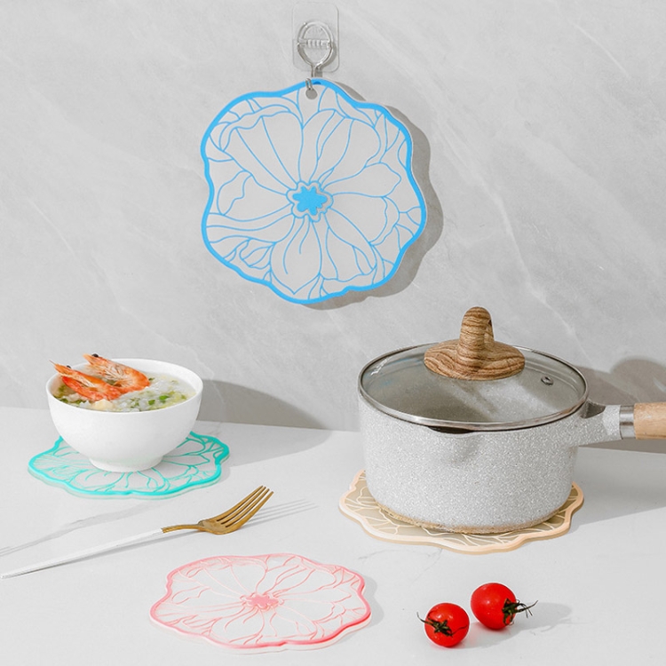 19cm Simple Heat Insulation Anti-Scald Table Mat Anti-Slip Oil Resistant  Easy Clean Bowl Coaster(粉红色)