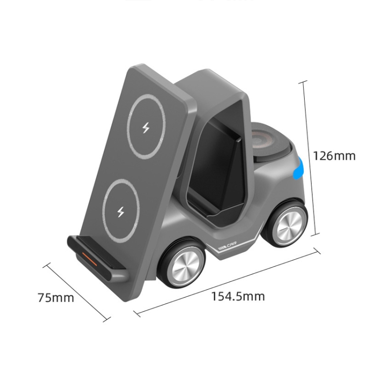 T20S 3-In-1 15W Small Forklift-Shaped Desktop Wireless Charger With LED Atmosphere Light(Gray) T20S 3-In-1 15W Small Forklift-Shaped Desktop Wireless Charger With LED Atmosphere Light(Gray)