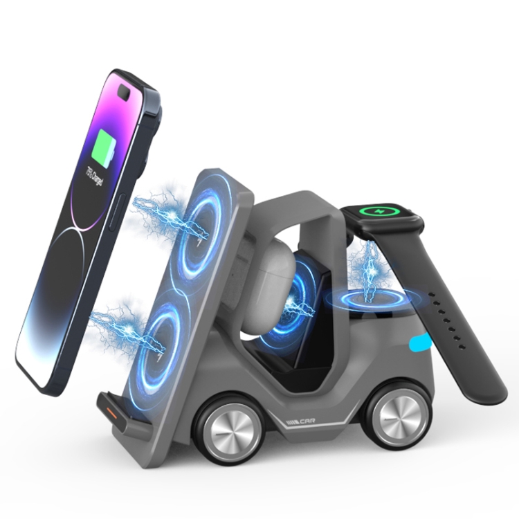 T20S 3-In-1 15W Small Forklift-Shaped Desktop Wireless Charger With LED Atmosphere Light(Gray) T20S 3-In-1 15W Small Forklift-Shaped Desktop Wireless Charger With LED Atmosphere Light(Gray)