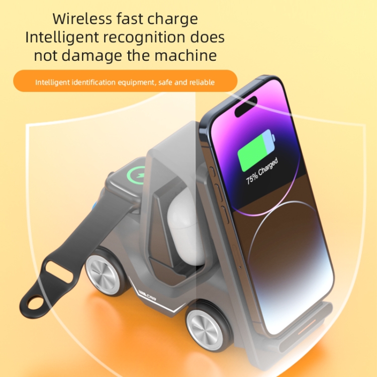T20S 3-In-1 15W Small Forklift-Shaped Desktop Wireless Charger With LED Atmosphere Light(Gray) T20S 3-In-1 15W Small Forklift-Shaped Desktop Wireless Charger With LED Atmosphere Light(Gray)