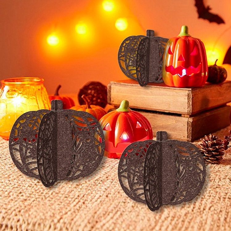 3pcs /Set Halloween Pumpkin Ornament Party Tabletop Decoration(Gold)
