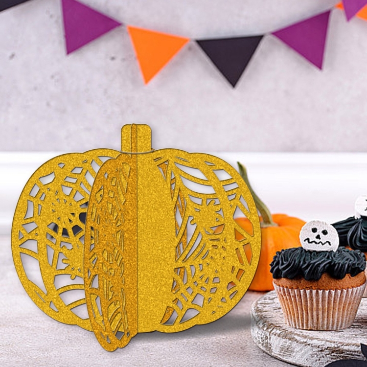 3pcs /Set Halloween Pumpkin Ornament Party Tabletop Decoration(Gold)