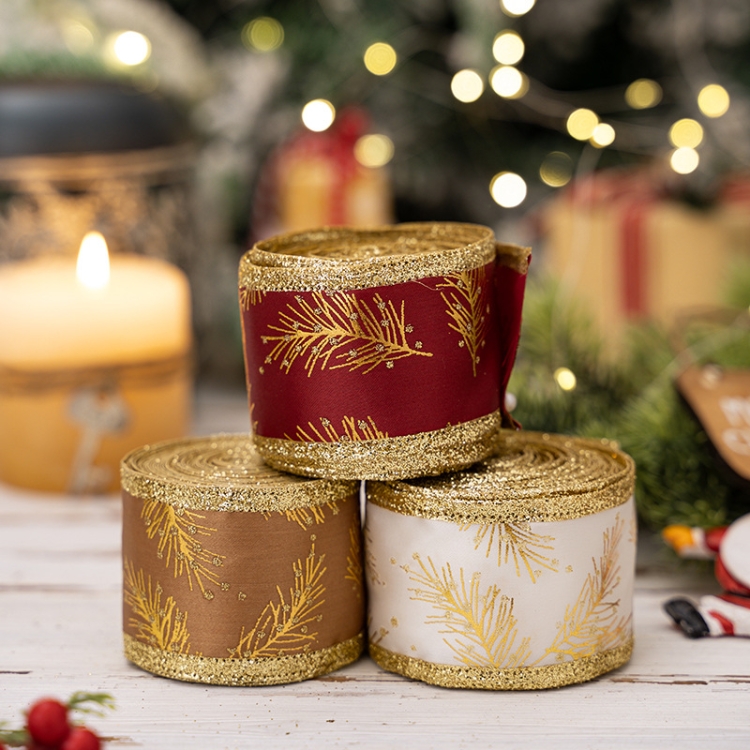 5m x 5cm Multifunctional Christmas Decorative Ribbon Gift Box Packaging Ribbon with Wire(Red)