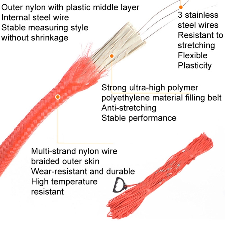 Measuring Rope Line 70m Nylon Measuring Rope With Scale Marking Pull Ring Deep Well Rope