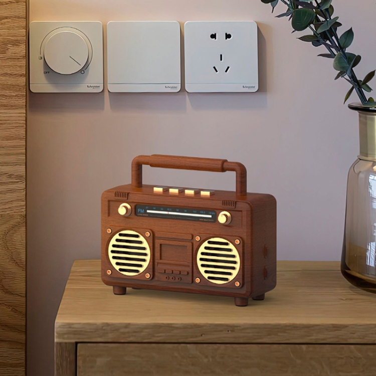 BT21 Retro USB Flash Drive FM Radio Wireless Bluetooth Speaker, Color: Rosewood BT21 Retro USB Flash Drive FM Radio Wireless Bluetooth Speaker, Color: Rosewood