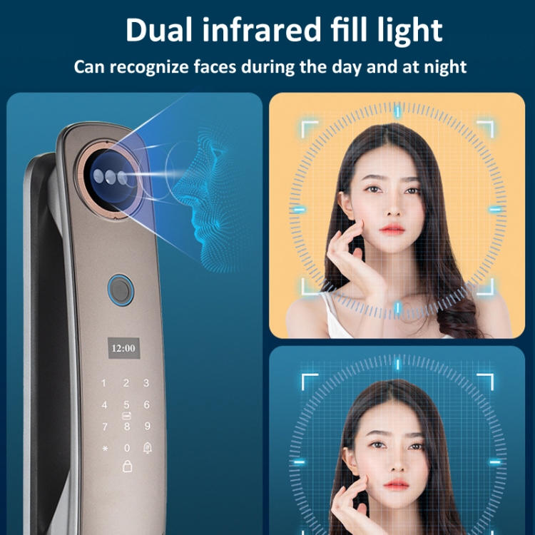 M6 3D Face Recognition Fingerprint Door Lock Support APP Smart IC Card ...