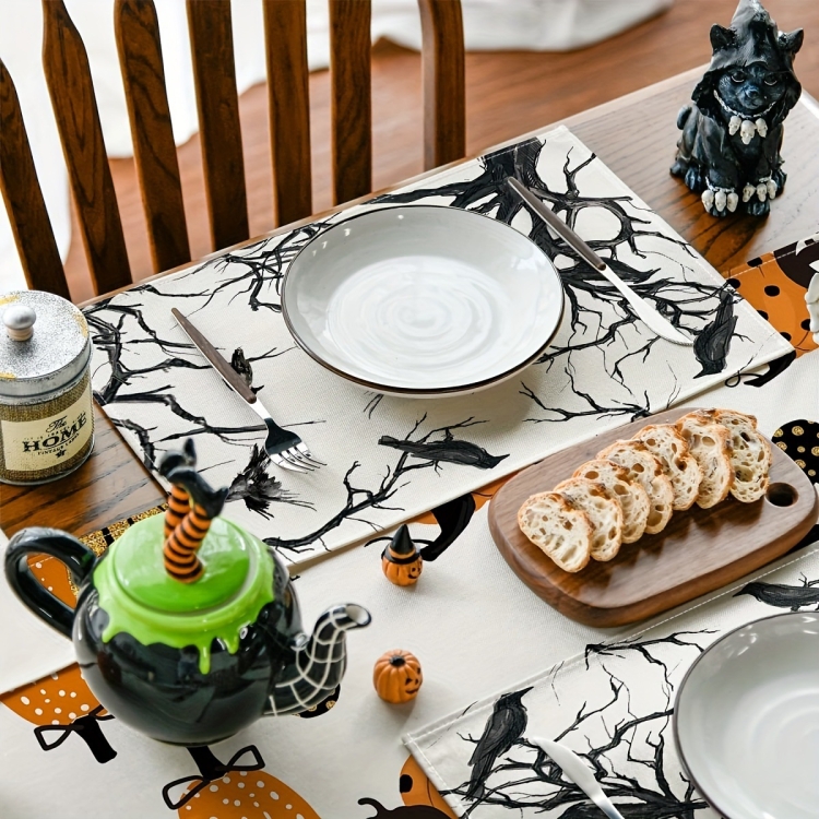 Halloween Black Crow Placemat Restaurant Decoration Insulation Pad(Crow)