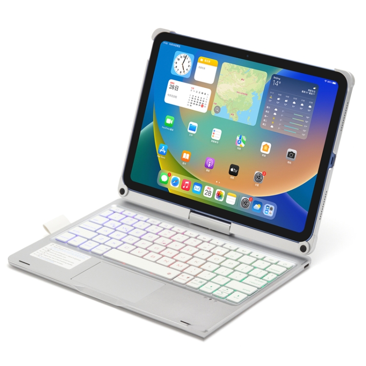 For iPad 10th Gen 10.9-inch 2022 Tablet Bluetooth Keyboard With Backlight 360 Degree Rotation(Silver) For iPad 10th Gen 10.9-inch 2022 Tablet Bluetooth Keyboard With Backlight 360 Degree Rotation(Silver)