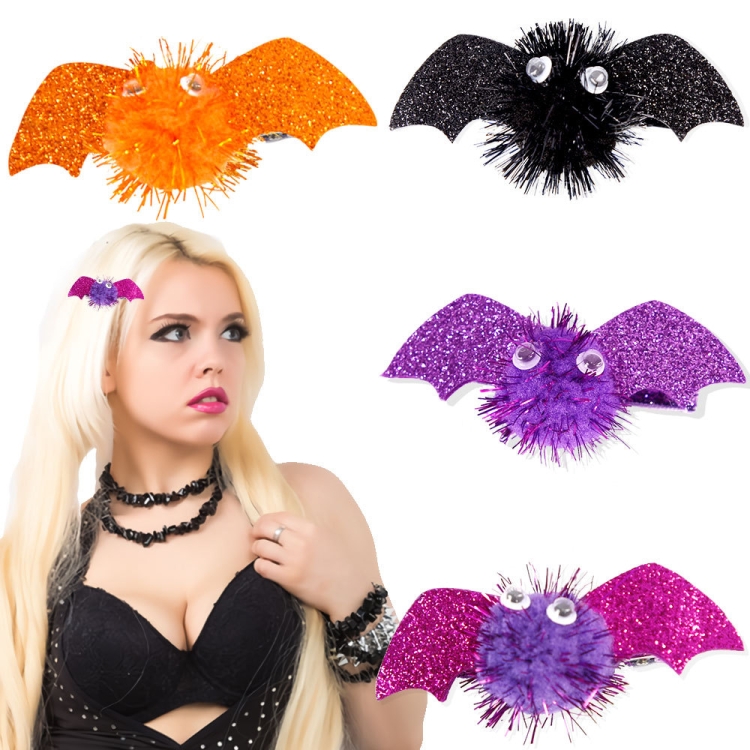 Enchanting Halloween Elegance: A Glimpse of the Lovely Irresistible and Creepy Delight of the 1pair Purple Bat Hairpin Children Costume Headdress