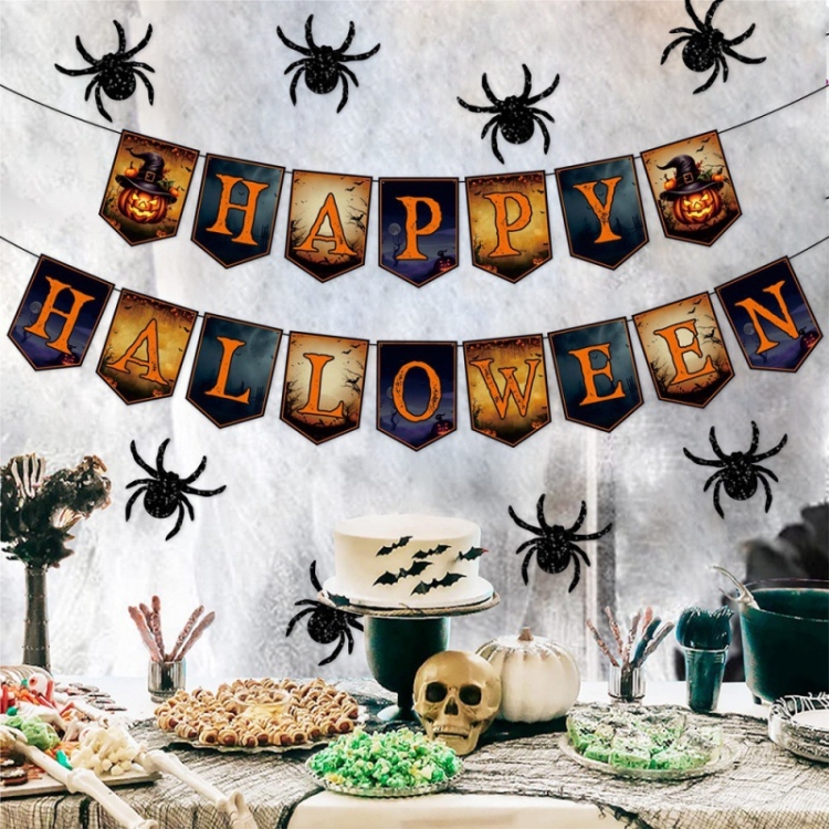 Kit Déco Halloween 18 Pièces - Bannière, Ballons, Guirlandes Fantômes - En Latex Et Papier - Réutilisable - Pour Fête D'Halloween Maison