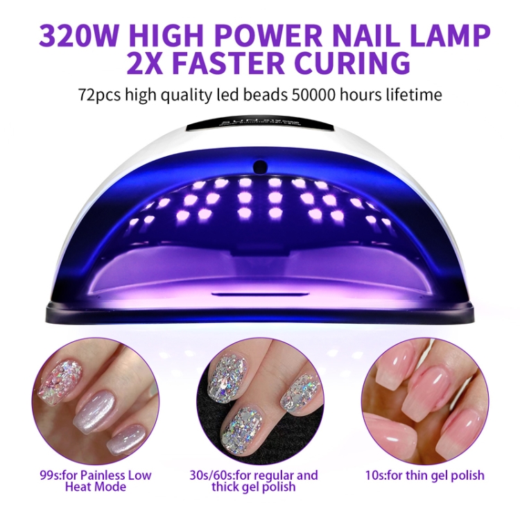 X19Max UV LED Nail Drying Lamp High Power 320W Quick Drying Nail Polish Gel Nail Dryer Light(US Plug)