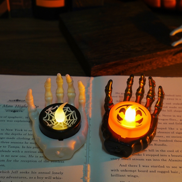 Halloween LED Candle Light Ghost Festival Decoration Palm Rest Night Light  Horror Layout Prop(Black)