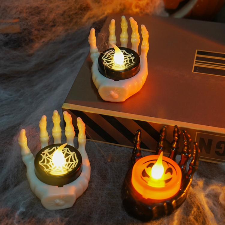 Halloween LED Candle Light Ghost Festival Decoration Palm Rest Night Light  Horror Layout Prop(White)