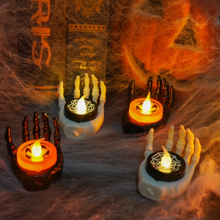 Halloween LED Candle Light Ghost Festival Decoration Palm Rest Night Light  Horror Layout Prop(White)