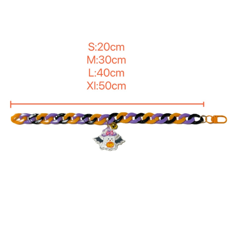 Pet Halloween Necklace Cartoon Tag Necklace Cats Dogs Holiday Adjustable  Decoration Chain, Style: Small Black Cat(L-40cm)