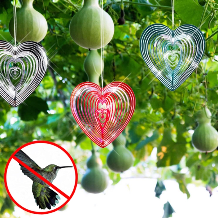 Elevate Your Garden Style With The Elegant Heart Shape Bird Repeller Outdoor Wind Chime Decoration In Bold Red