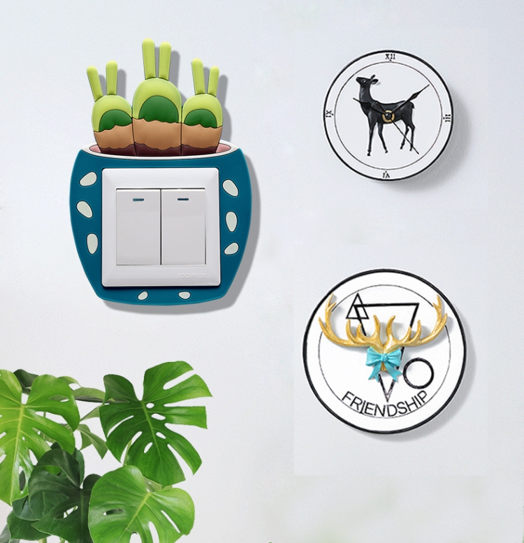 Glow-in-the-dark three-dimensional cactus ball switch sticker: a whimsical, chic, and practical home ornament for every of the room