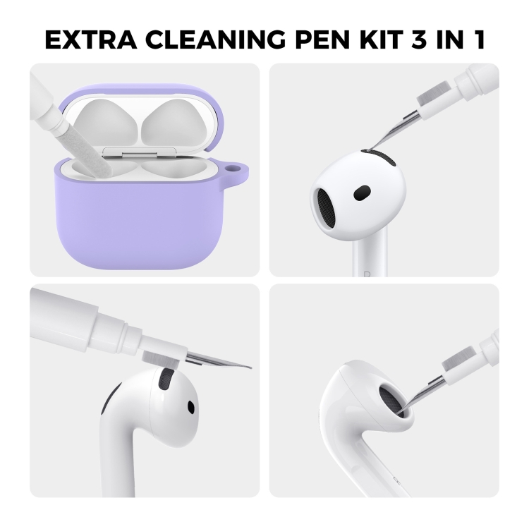 For Airpods 4 AhaStyle WG163 Earphone Drop-Proof Dust-Proof Silicone Protective Case With Cleanning Pen(Black) For Airpods 4 AhaStyle WG163 Earphone Drop-Proof Dust-Proof Silicone Protective Case With Cleanning Pen(Black)