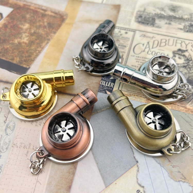 Car Tuning Accessories Turbo Keychain Decorative Pendant Style Small Gold