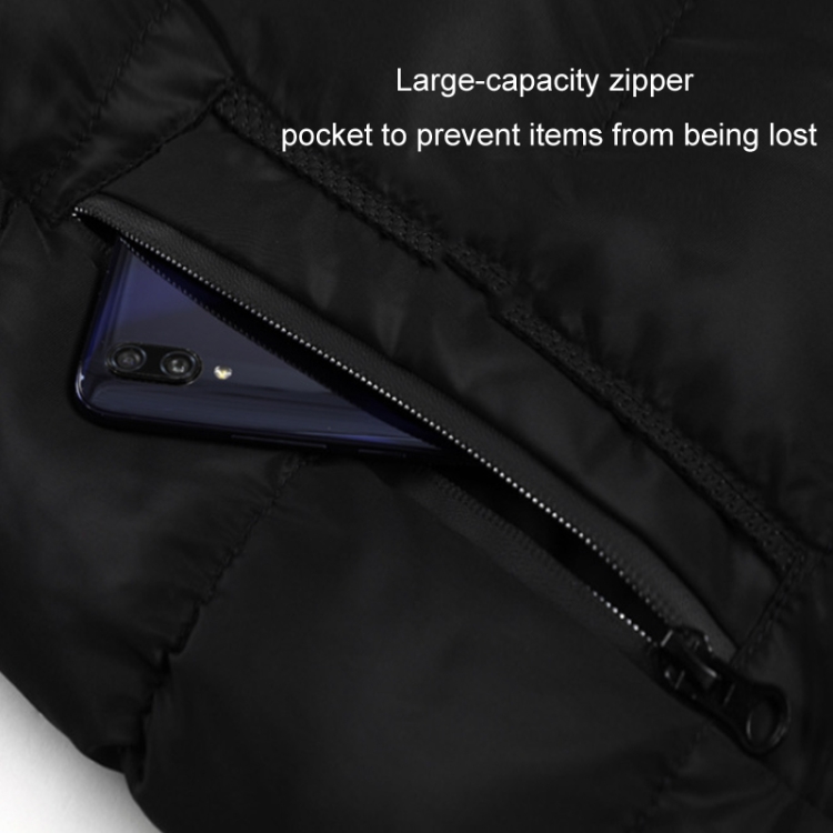 Dual Control Switch Smart USB Heating Down Vest, Size M(Black)