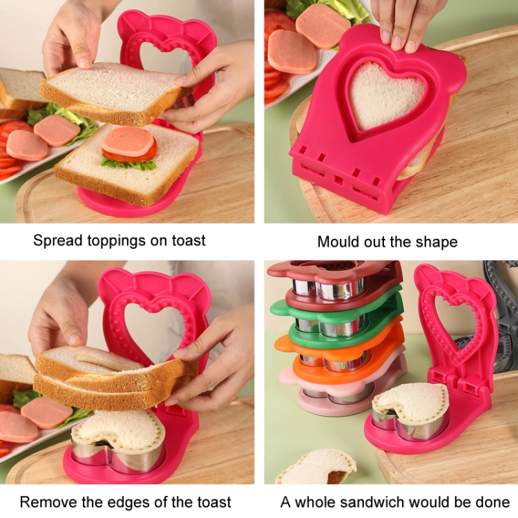 Love Sandwich Sealing Mould Household DIY Baking Tools(Rose Red) - B6