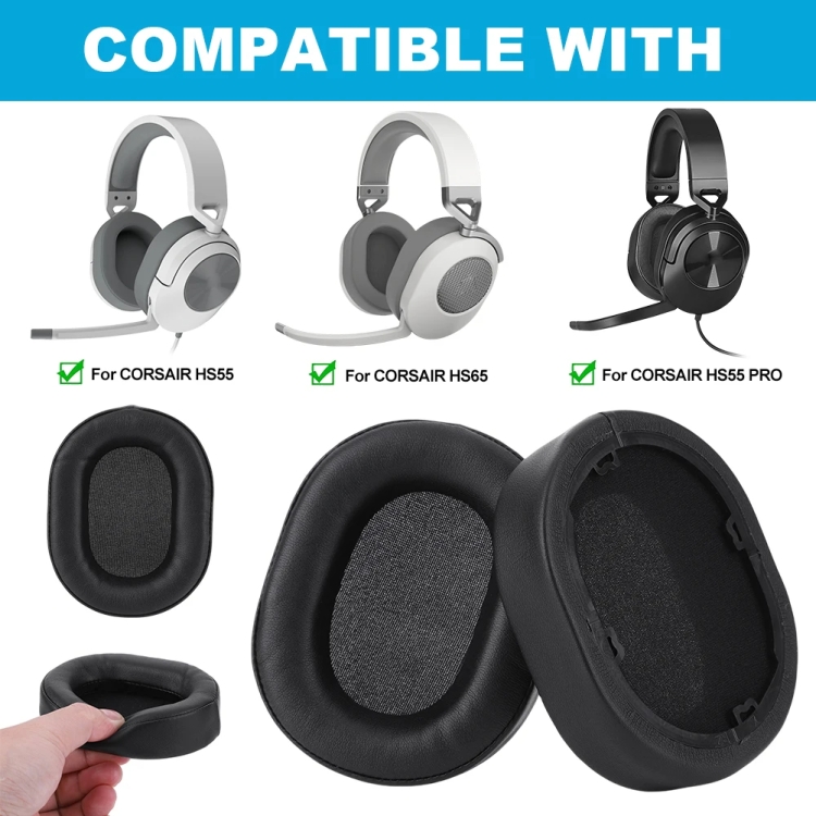1pair Headphone Leather Sponge Cover For CORSAIR HS55 / HS55 PRO / HS65(Black) 1pair Headphone Leather Sponge Cover For CORSAIR HS55 / HS55 PRO / HS65(Black)
