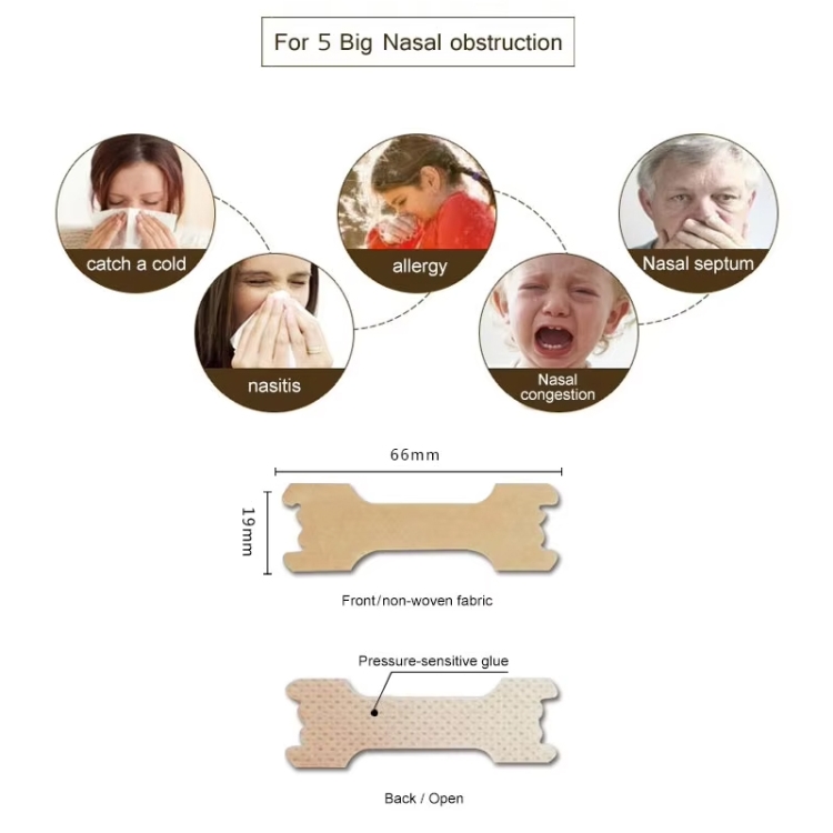 50pcs/Pack 66 x 19mm Nasal Strips – Natural Snoring Relief and Congestion Support for Deeper Sleep, Improved Breathing