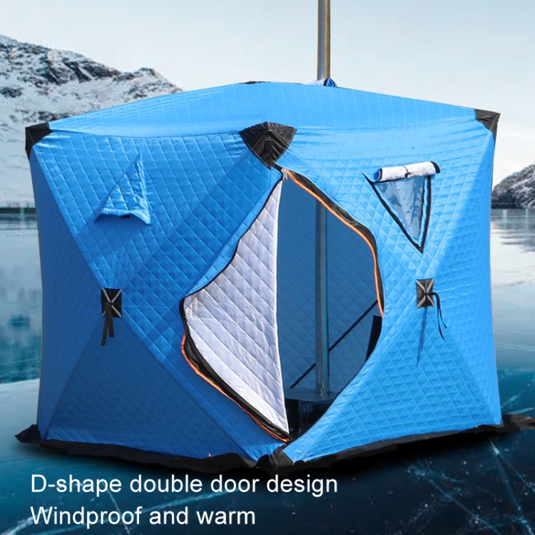 Winter Warm Windproof Fishing Tent Thickened Camping Tent, Size: 1.45x1.45x1.6m Single(Sky Blue)