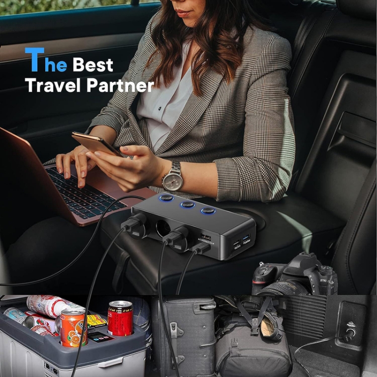 7 En 1 Multi Prise Chargeur Allume Cigare, 261W Charge Rapide