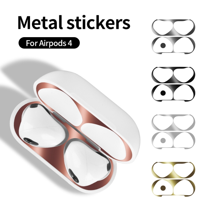 For Apple AirPods 4 Metal Sticker Case(Black) For Apple AirPods 4 Metal Sticker Case(Black)