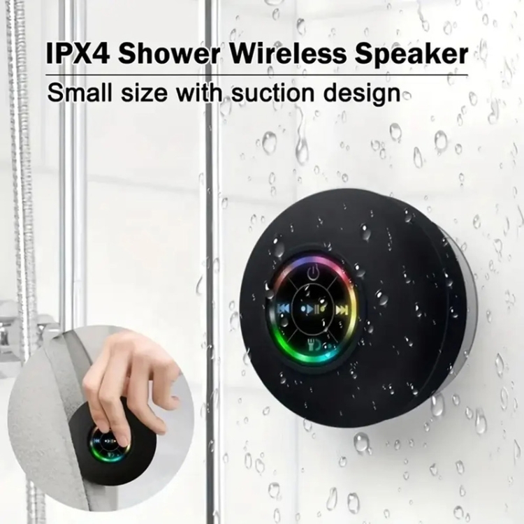Bathroom Suction Cup Waterproof Bluetooth Stereo Portable Home Outdoor Dazzling Colorful Speaker(Black) Bathroom Suction Cup Waterproof Bluetooth Stereo Portable Home Outdoor Dazzling Colorful Speaker(Black)